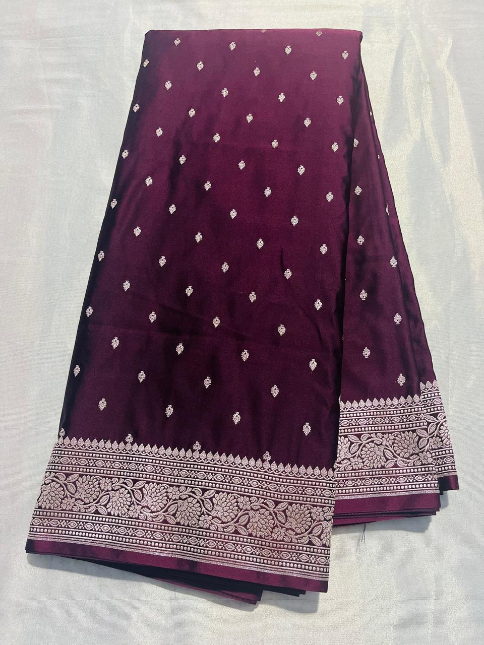 Pure Katan Silk Banarasi Maroon Saree