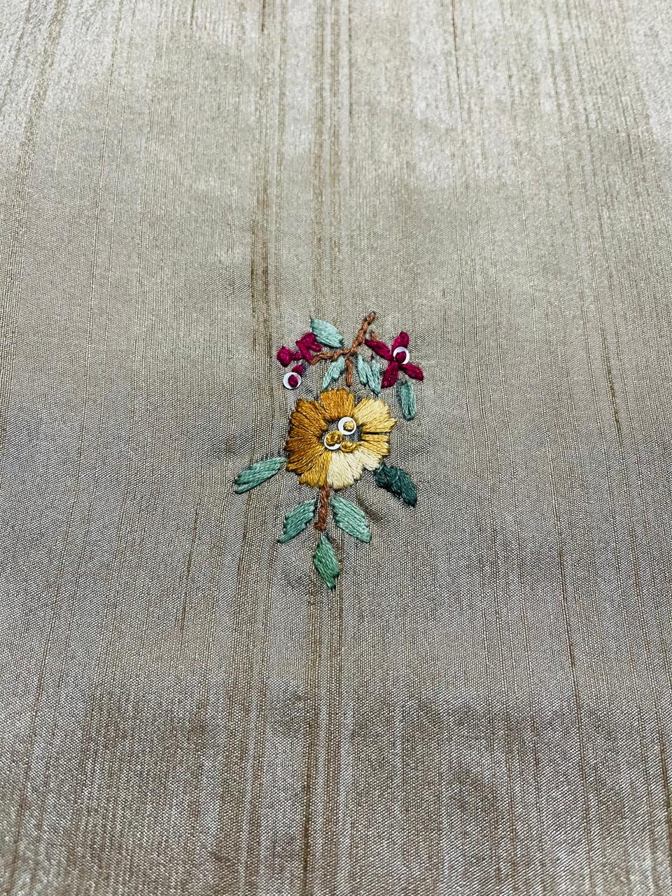 Elegant Hand-Embroidered Silk Saree
