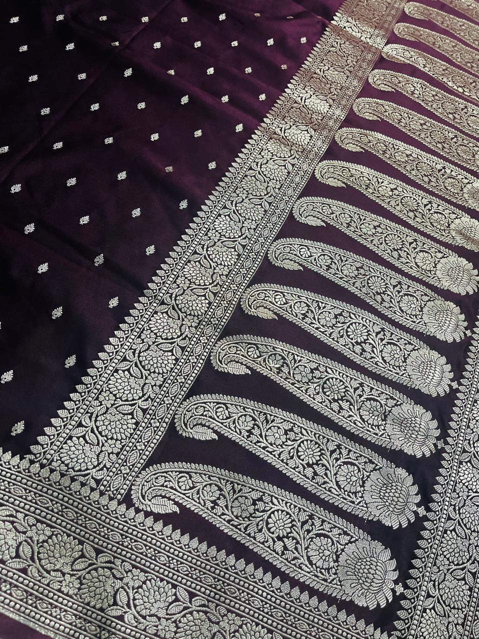 Pure Katan Silk Banarasi Maroon Saree