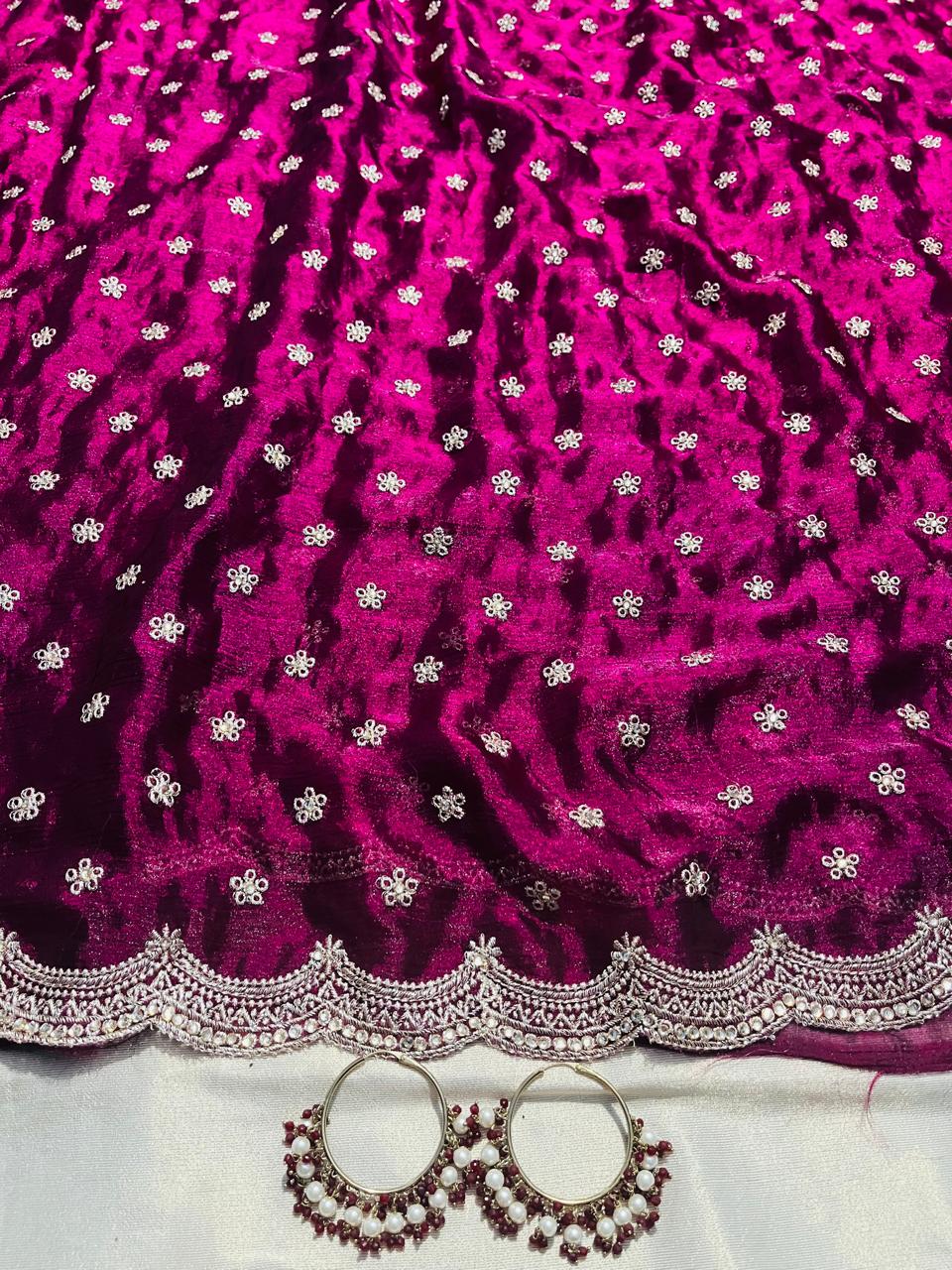 Royal Wine Zari Floral Motifs