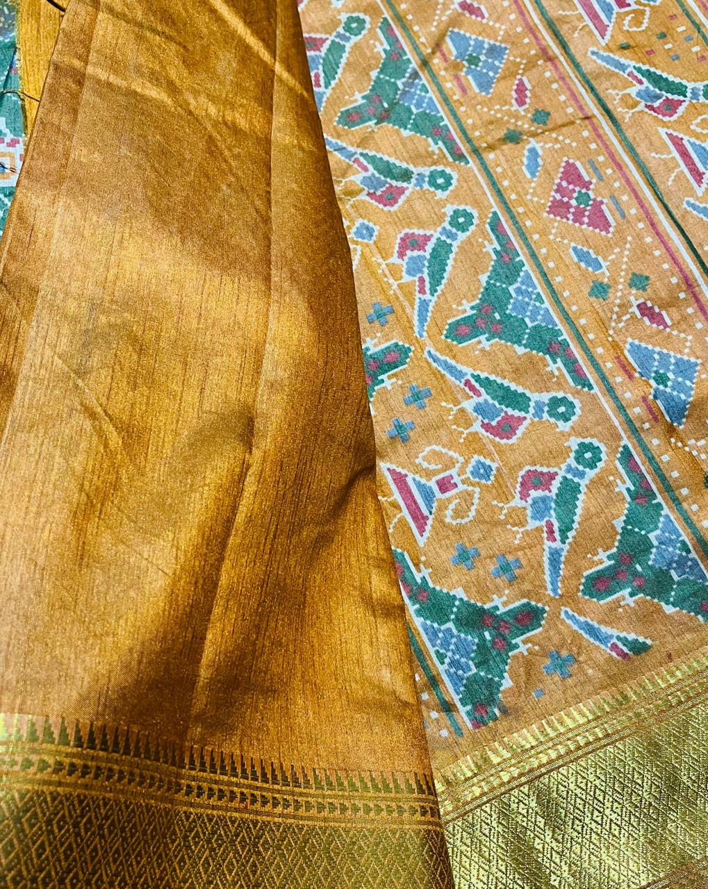 Beautiful Pochampally Ikat silk saree with rich weaving details.