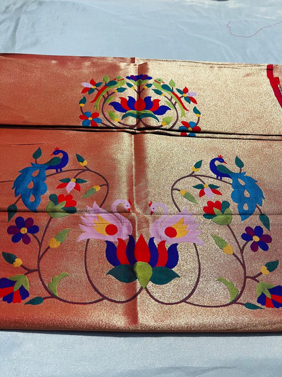 Paithani Blouse Piece Lotus Motif