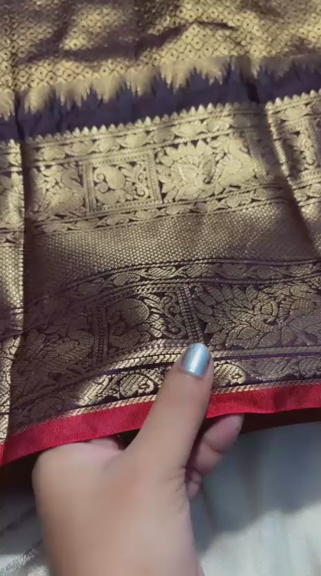 Premium Gadwal Silk Saree In Brunt Orange