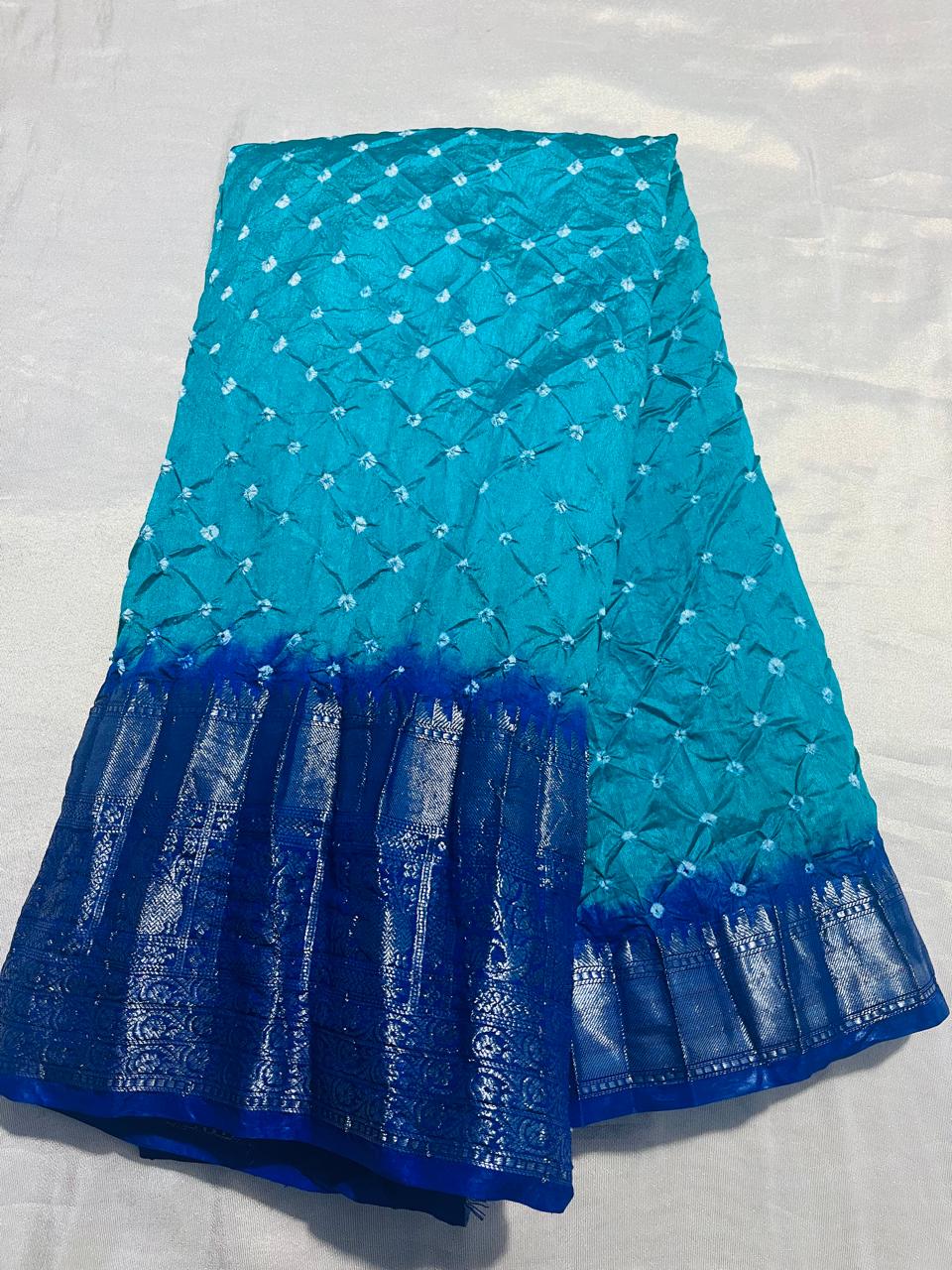 Bandhini Crushed Saree – Blue