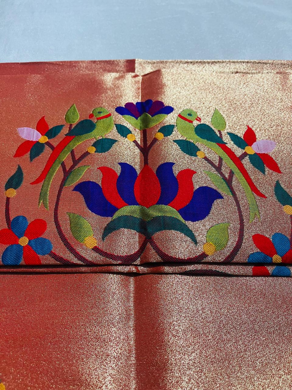 Paithani Blouse Piece Lotus Motif