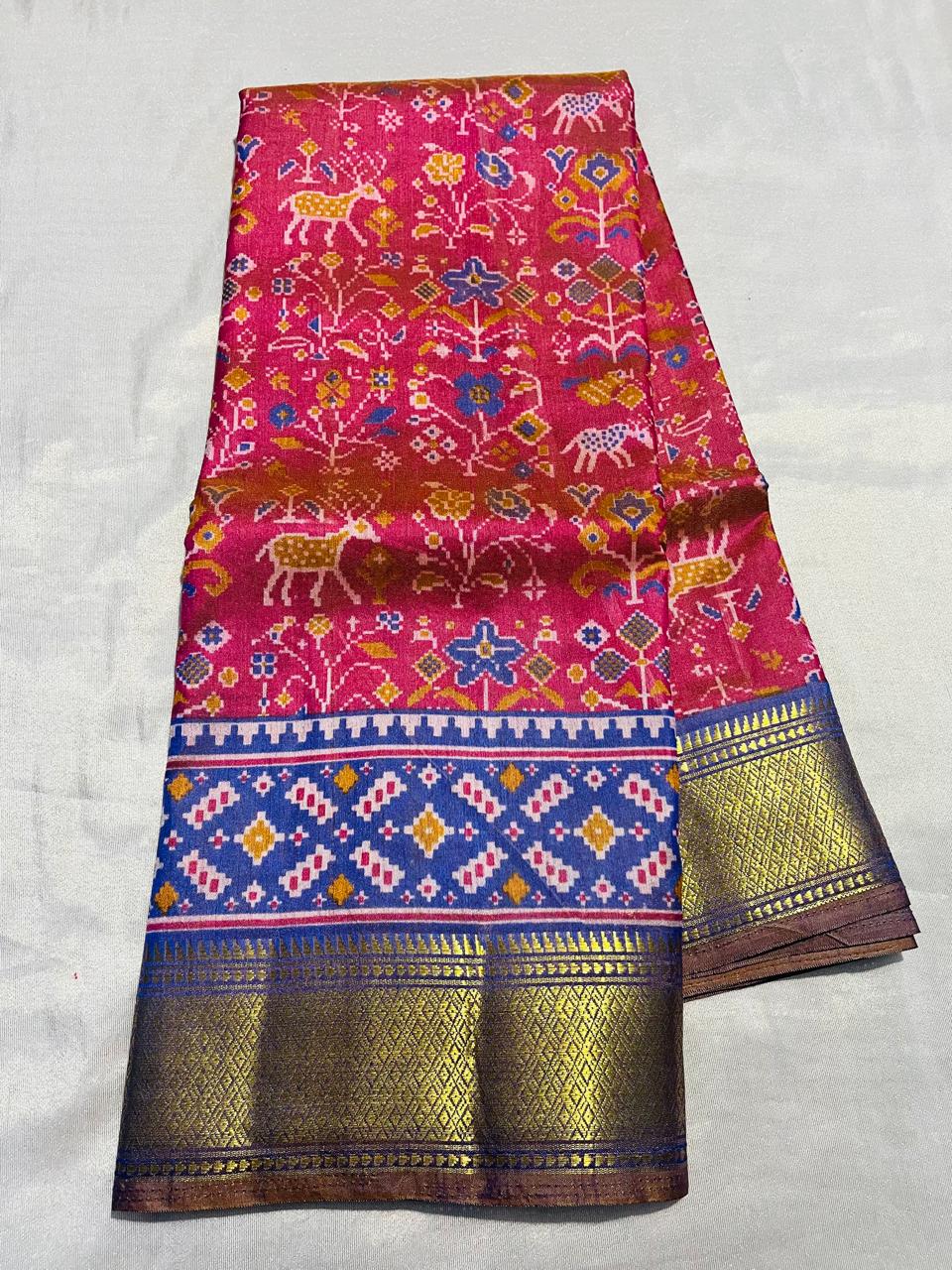 Hot Pink Patola Silk Saree